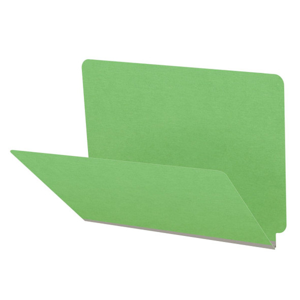 Green letter size end tab classification folder with 2" gray tyvek expansion. 18 pt. paper stock. Packaged 25/125.