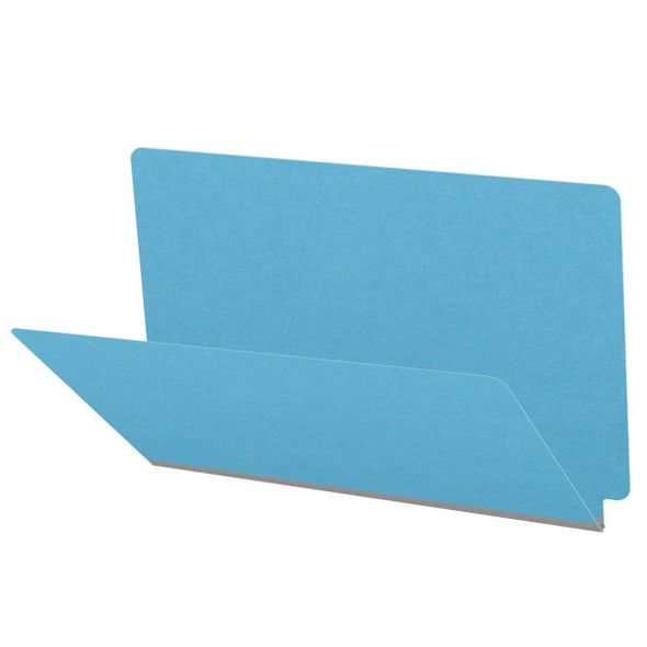 Blue legal size end tab classification folder with 2" gray tyvek expansion. 18 pt. paper stock. Packaged 25/125.