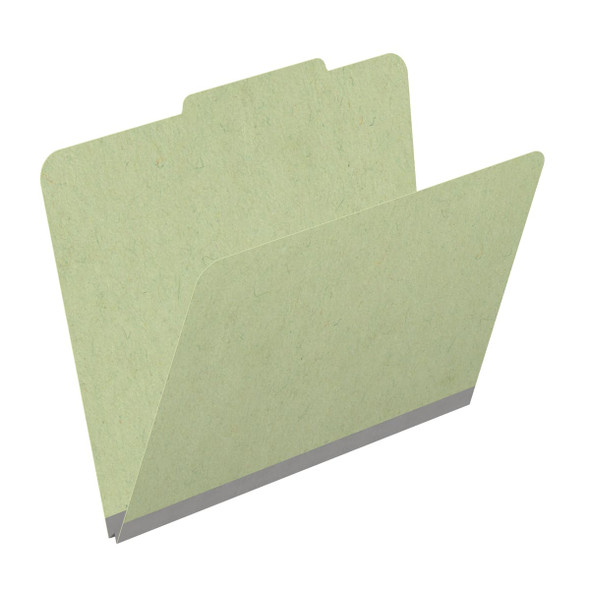 Peridot green letter size top tab classification folder with 2" dark green tyvek expansion. 25 pt type 3 pressboard stock. Packaged 25/125.