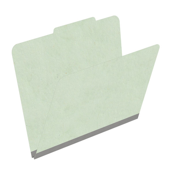 Pale green letter size top tab classification folder with 2" gray tyvek expansion. 25 pt type 3 pressboard stock. Packaged 25/125.