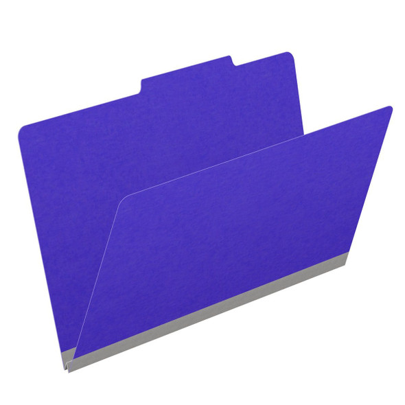 Purple legal size top tab classification folder with 2" gray tyvek expansion. 18 pt. paper stock. Packaged 25/125.