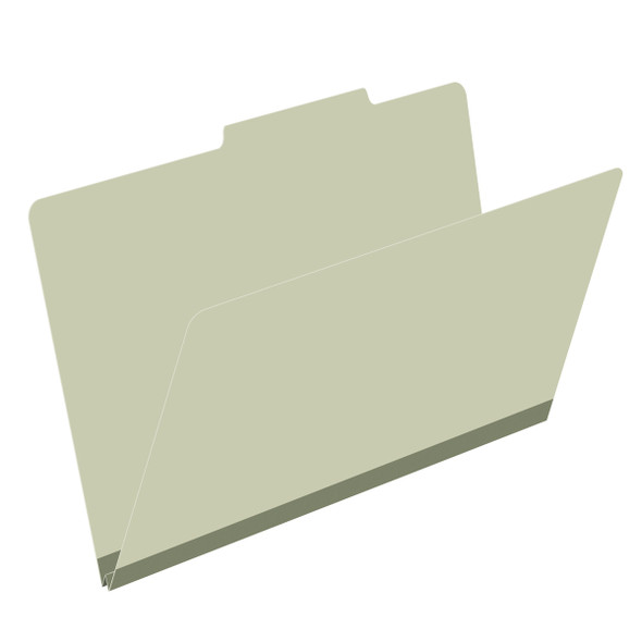 Green legal size top tab classification folder with 2" gray tyvek expansion. 25 pt type 3 pressboard stock. Packaged 25/125.