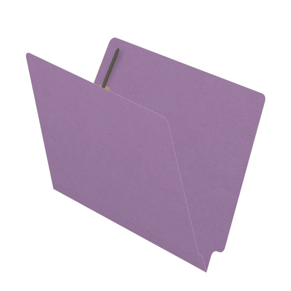 Lavender letter size reinforced end tab folder with 2" bonded fastener on inside back. 14 pt lavender stock. Packaged 50/250