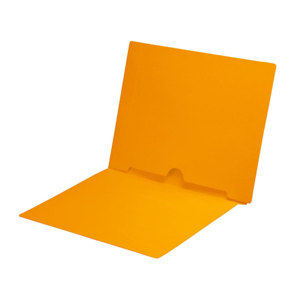 Goldenrod letter size end tab folder with full pocket on inside back open towards spine. 11 pt goldenrod stock. Packaged 50/250.