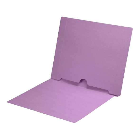Lavender letter size end tab folder with full pocket on inside back open towards spine. 11 pt lavender stock. Packaged 50/250.