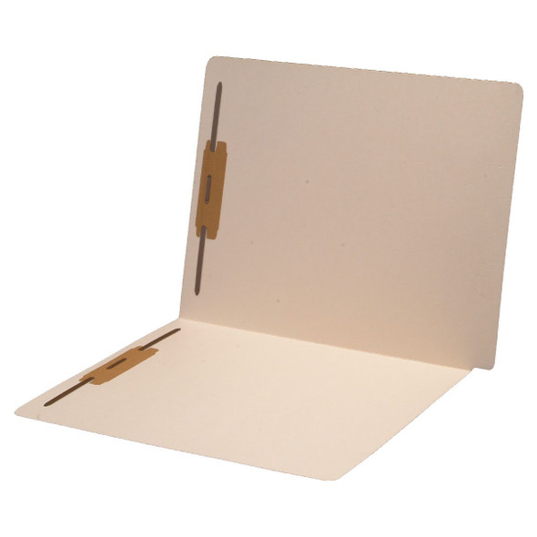 Manila letter size super end tab folder with 2" bonded fastener on inside front and back. 14 pt manila stock. Bulk packaged 250