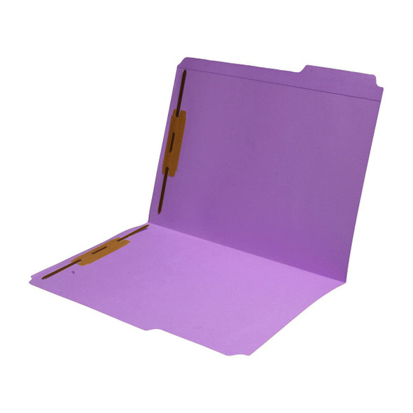 Lavender letter size reinforced top tab folder with 1/3 cut assorted top tabs and 2" bonded fastener on inside front and back. 11 pt lavender stock. Packaged 50/250.