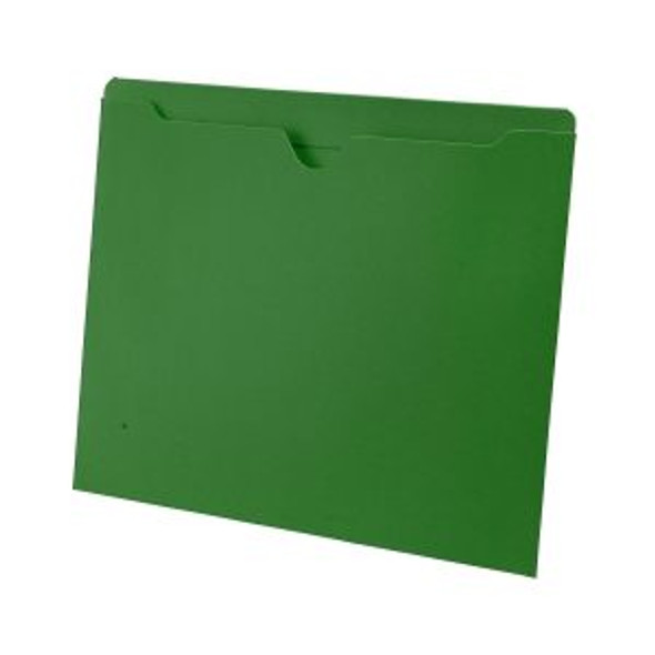 Green letter size reinforced top tab pocket. 11 pt green stock. Packaged 100/500.
