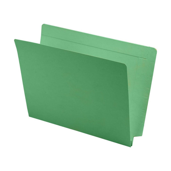 Green letter size reinforced top and end tab folder with 1 1/2" paper expansion. 14 pt green stock. Packaged 50/250