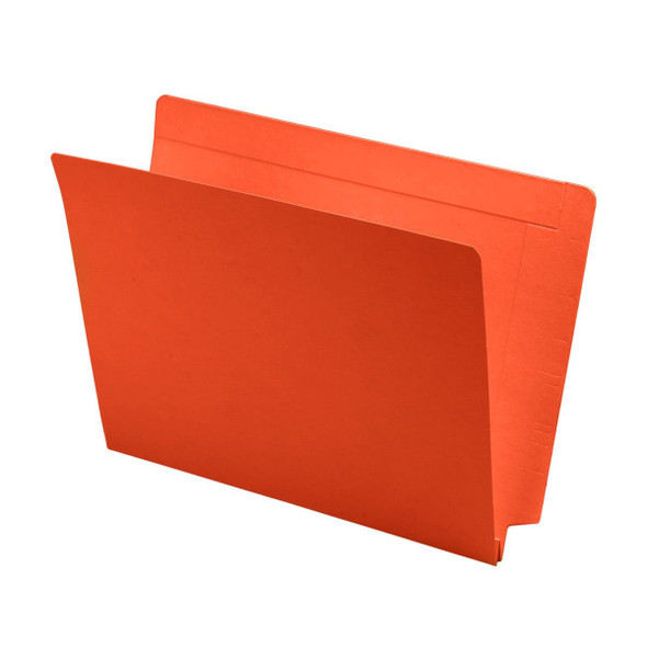 Orange letter size reinforced top and end tab folder with 1 1/2" paper expansion. 14 pt orange stock. Packaged 50/250