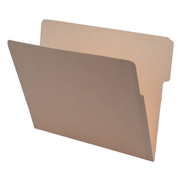 Manila letter size reinforced end tab folder with 1/3 cut all position one end tab. 11 pt manila stock. Packaged 100/500