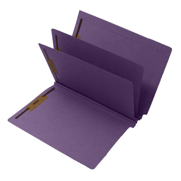 Lavender letter size end tab two divider econoclass folder with 2" bonded fasteners on each panel. 14 pt lavender stock. Packaged 15/75.