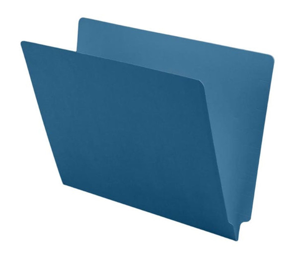 Blue letter size end tab folder. 11 pt blue stock. Packaged 100/500.