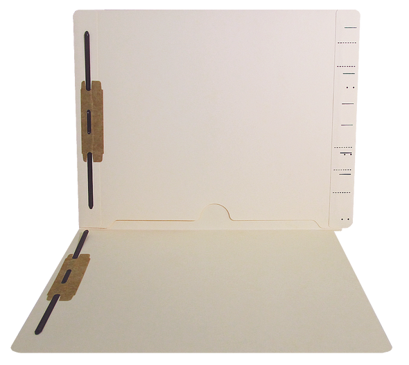 Pocket Folder - Full Pocket Open Bottom - Fasteners in Positions 1 & 3- End Tab - Semco Compatible  - 11 Pt. Manila - Letter Size - 50/Box