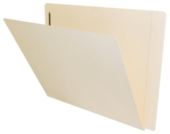 Thompson Compatible End Tab File Folder w/ Fastener in Position 1 - 14 Pt. Manila - Letter Size - Reinforced End Tab - 50/Box
