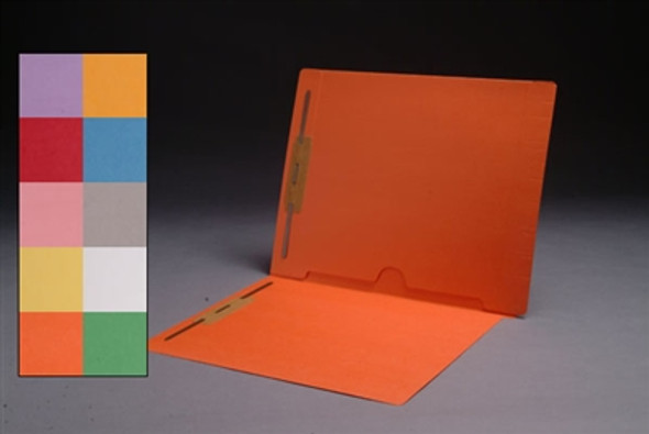 Colored End Tab Full Back Pocket Folders with Fasteners in Positions 1 & 3 - Letter Size - Available in 10 Colors - 50/Box