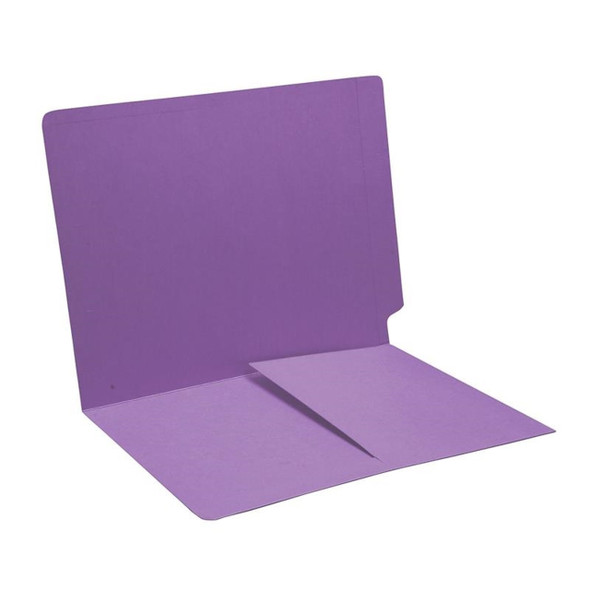 End Tab Colored File Folder w/ Pocket Installed - Letter Size - 14 pt - Lavender - 50/Box