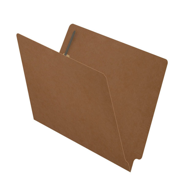 Kraft Colored End Tab Folder with Fasteners - 11 Pt. - Letter Size - Fasteners in Positions 1 & 3 - Reinforced Tab - 50/Box