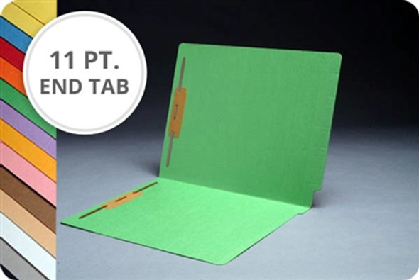 End Tab 11 Pt. Colored Folder with 2 Fasteners - Letter Size -  50/Box - Comes in 11 colors