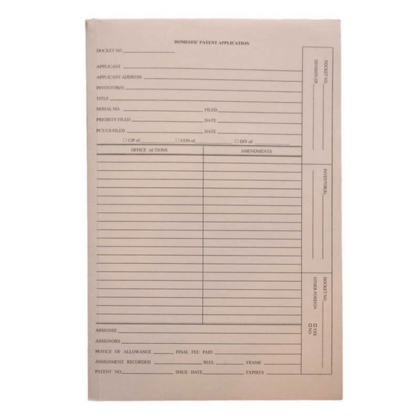 Gussco Patent Application Folder, Top Tab Manila, 10 x 15 1/4; Box of 25