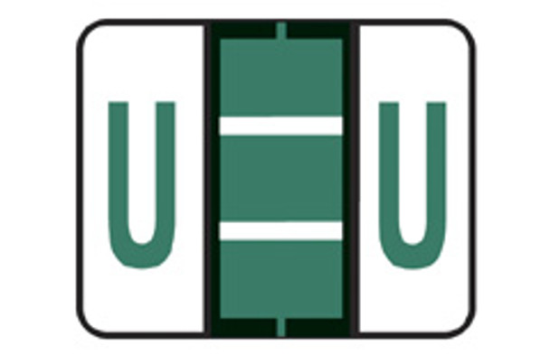 RL-DK GREEN Letter "U" - File Doctor Series - 1" H x 1 1/4" W - 500/Roll