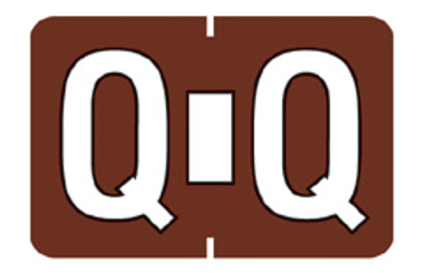 Colwell Jewel Tone Alpha Label Letter "Q" - Brown - 1" H x 1-1/2" W - Pack of 225