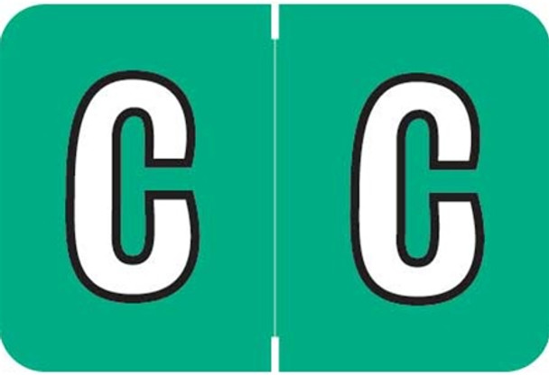 Patterson Colwell Jewel Alphabetic Labels - COAM Series - "C" -  Color Jade - 1" H x 1 1/2" W - 500/Roll