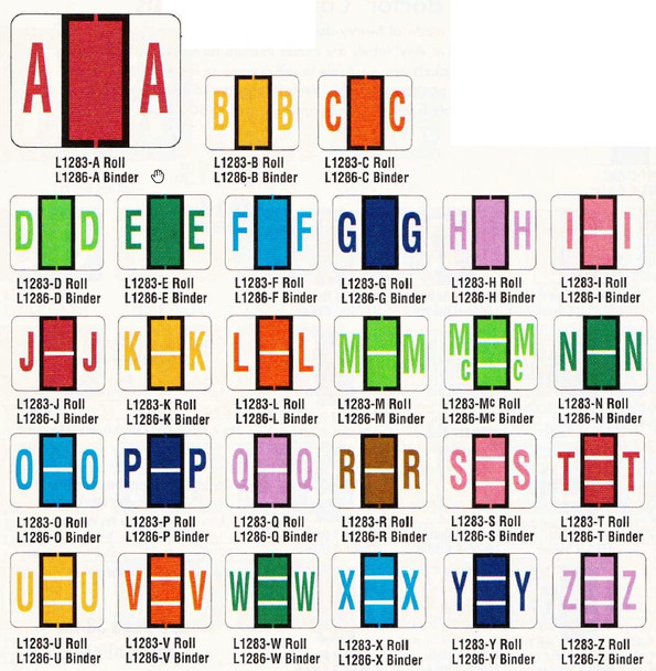 AmeriFile TAB Compatible Alpha Labels - Letter Mc - Green - 1 1/4 W x 1 H - Sheet of 50
