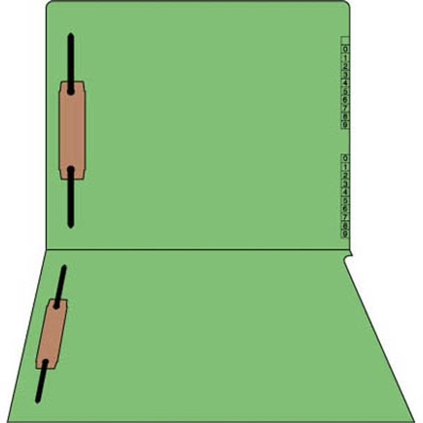 End/Top Tab Numeric Kardex Folders - Green - Letter Size - 3/4" Expansion - With Fasteners in Positions 1 & 3 - 50/Box