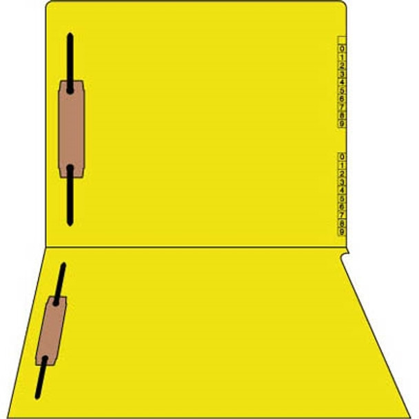 End/Top Tab Numeric Kardex Folders - Yellow - Letter Size - 3/4" Expansion - With Fastener in Positions 1 & 3 - 50/Box
