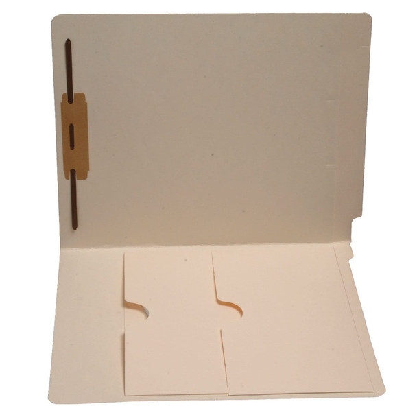 End Tab File Folders with Double Pocket - 11 Pt - 2 Ply - Fastener in Position 1 - Double Pocket - Letter - Box of 50