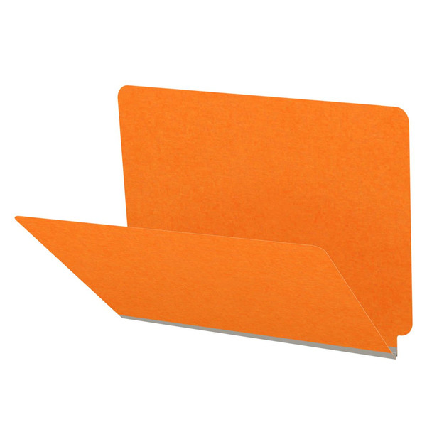 Orange letter size end tab classification folder with 2" gray tyvek expansion. 18 pt. paper stock. Packaged 25/125.