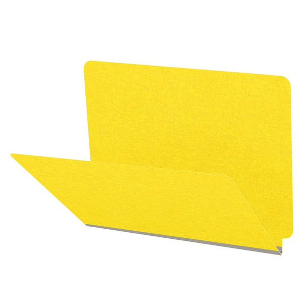Yellow letter size end tab classification folder with 2" gray tyvek expansion. 18 pt. paper stock. Packaged 25/125.