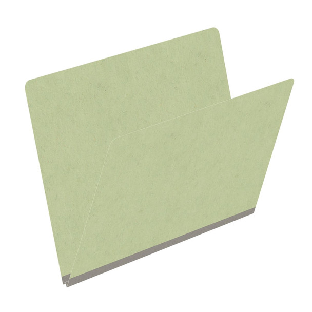 Peridot green letter size end tab classification folder with 2" dark green tyvek expansion. 25 pt type 3 pressboard stock. Packaged 25/125.