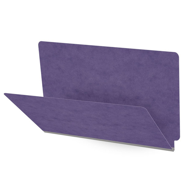 Purple legal size end tab classification folder with 2" gray tyvek expansion. 25 pt type 3 pressboard stock. Packaged 25/125.