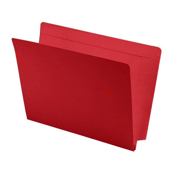 Red letter size reinforced top and end tab folder with 1 1/2" paper expansion. 14 pt red stock. Packaged 50/250