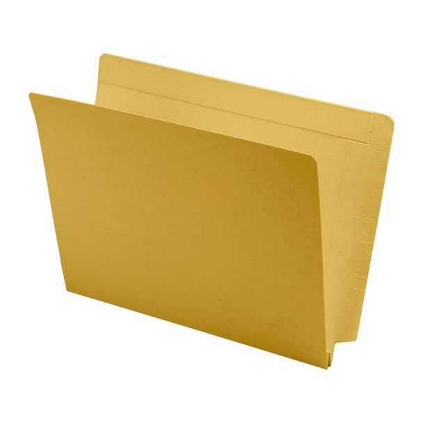 Yellow letter size reinforced top and end tab folder with 1 1/2" paper expansion. 14 pt yellow stock. Packaged 50/250