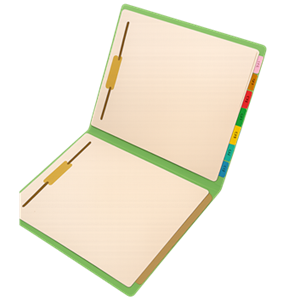 Open file folder with fasteners