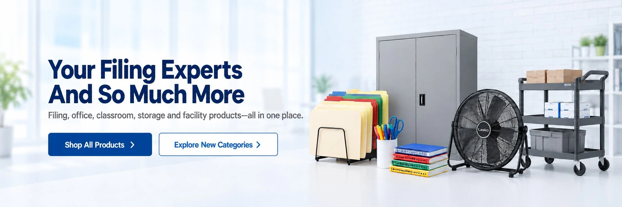 Filing supplies, cabinet, office supplies, floor fan and utility cart