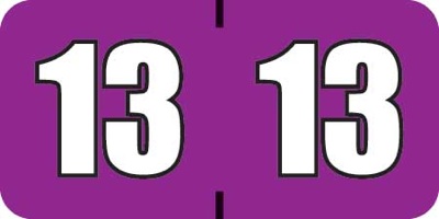 POS Yearband Label (Rolls) 500 - 2013 - Purple/Wt/Blk - Laminated