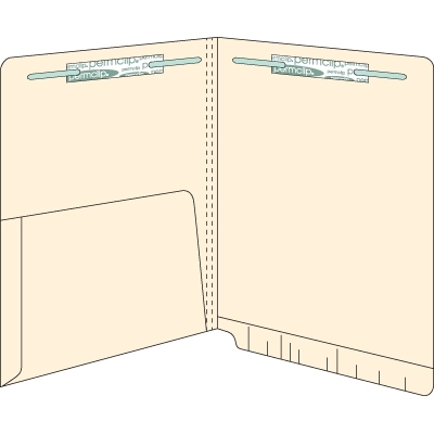 End Tab Pocket Folders - 14 pt - Manila - Letter Size - 1/2 Pocket Inside - 0, 1, or 2 Fasteners