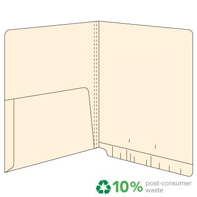 End Tab Pocket Folders - 14 pt - Manila - Letter Size - 1/2 Pocket Inside - 0 Fasteners