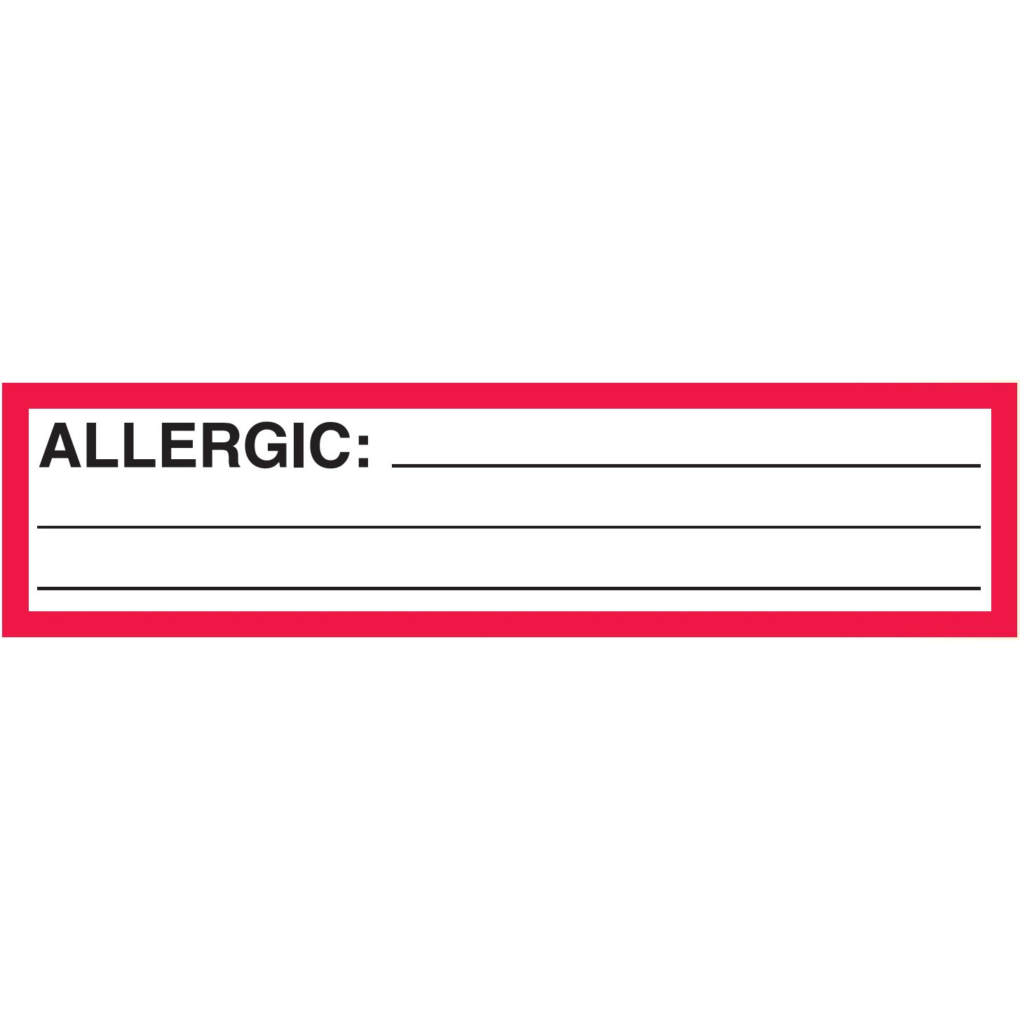 "Allergic:" Label - White/Red - 5 1/2" x 1 3/8" - Box of 200