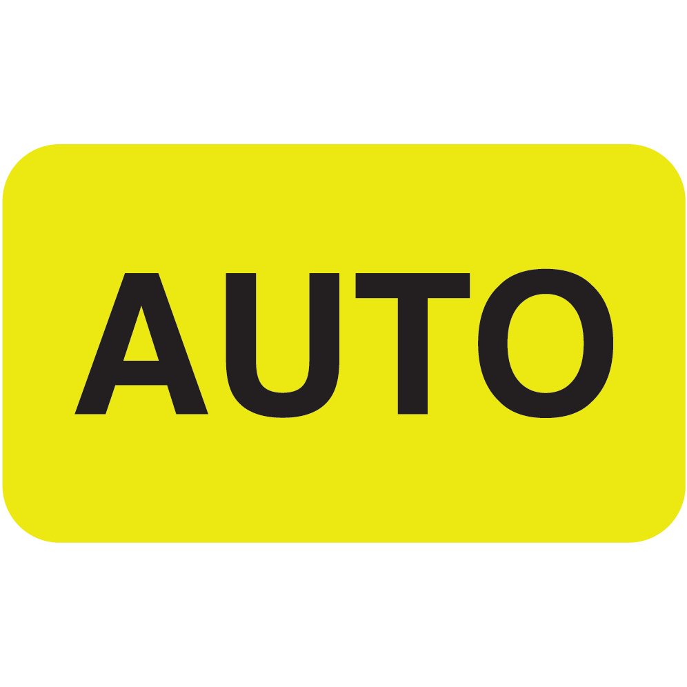 "Auto" Label - Fl. Yellow - 1-1/2" x 7/8" - 250/Box