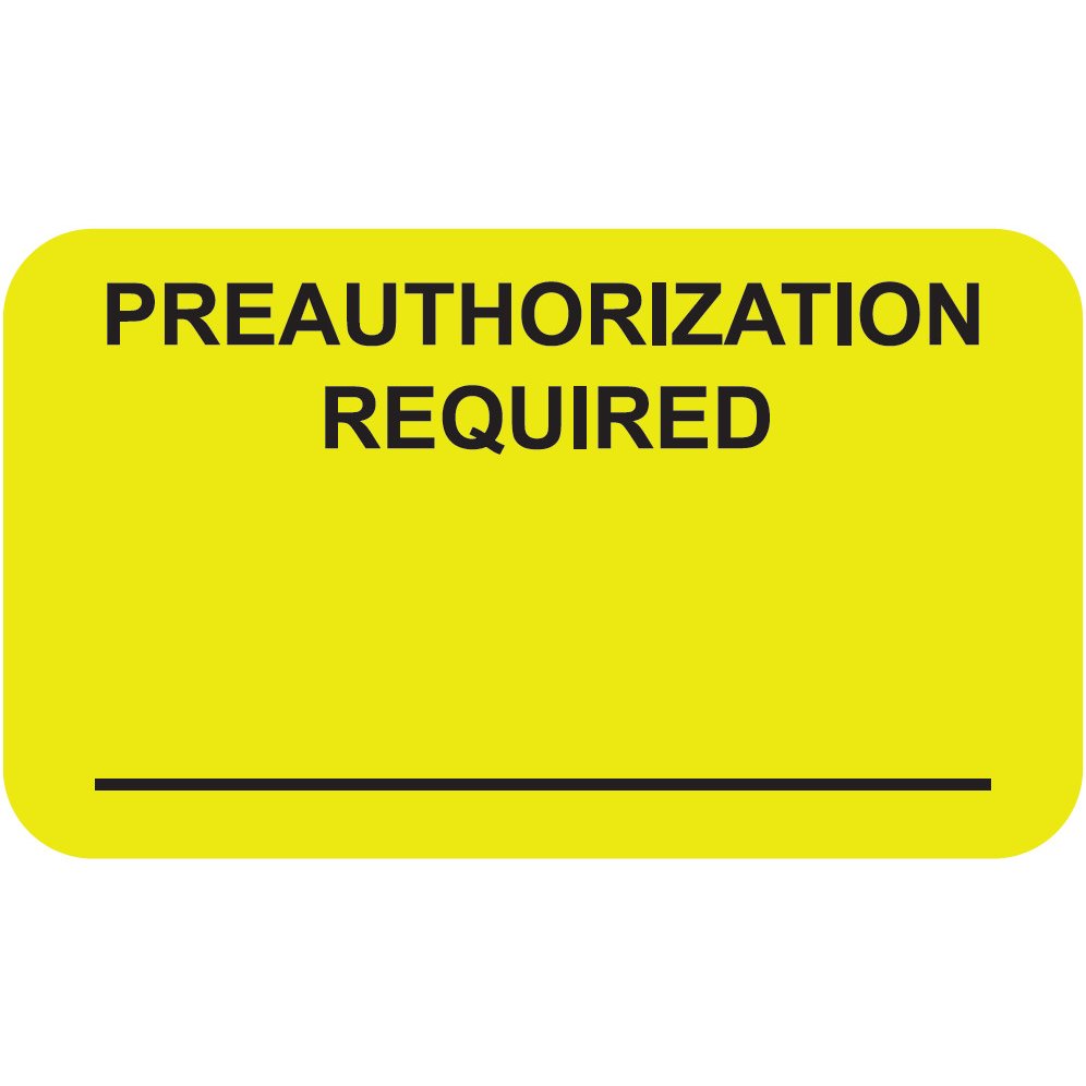 "Preauthorization" Label - Fl. Chartreuse - 1 1/2" x 7/8" - Box of 250