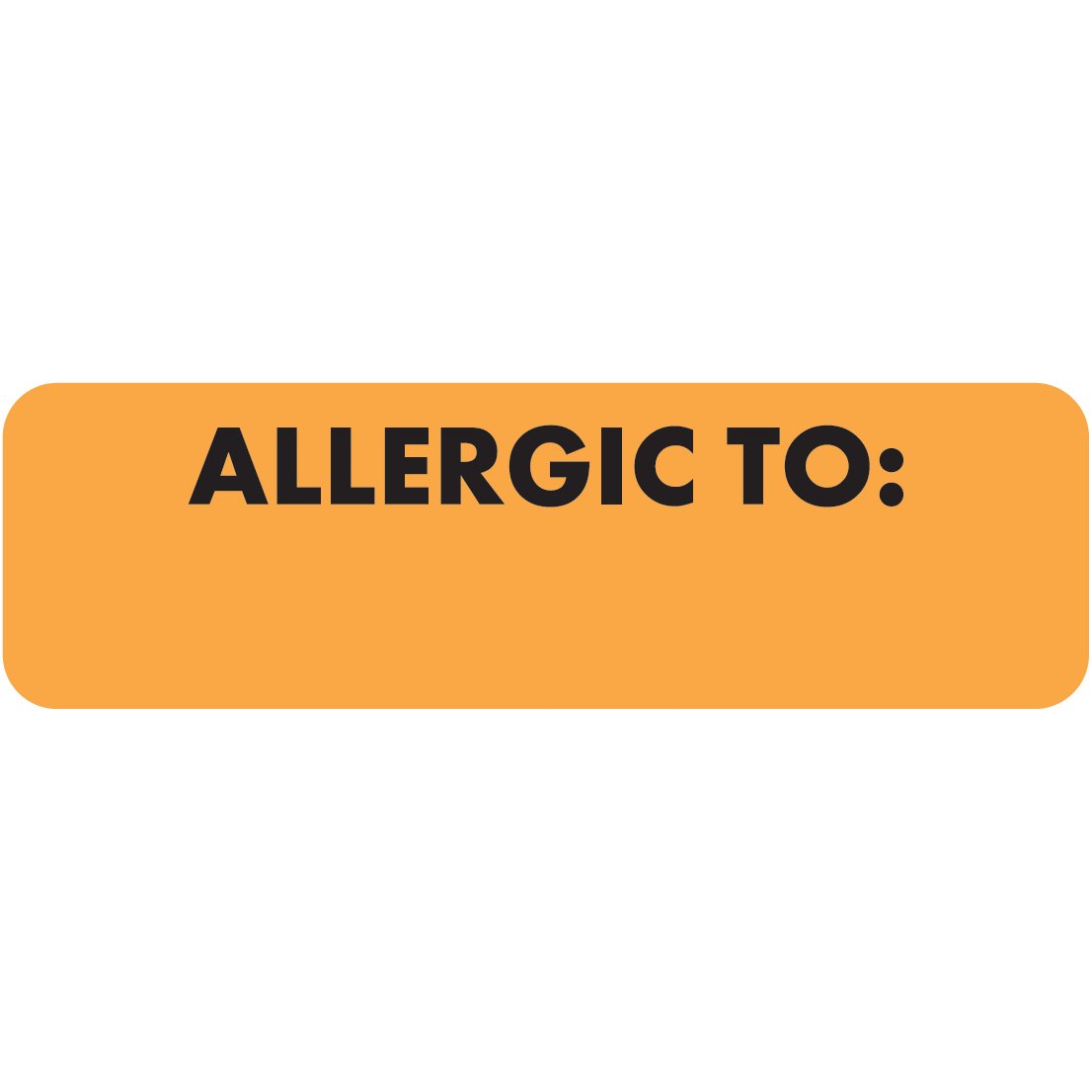 "Allergic To:" Label 15 - Fl. Orange - 2 1/2" x 3/4" - Box of 300