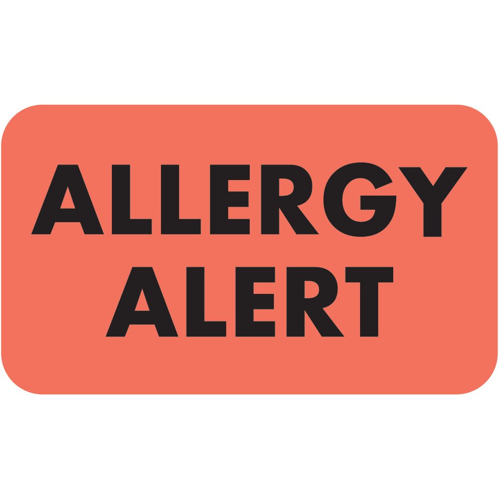 "Allergy Alert" Label - Fl. Red - 1 1/2" - 7/8" - Box of 250