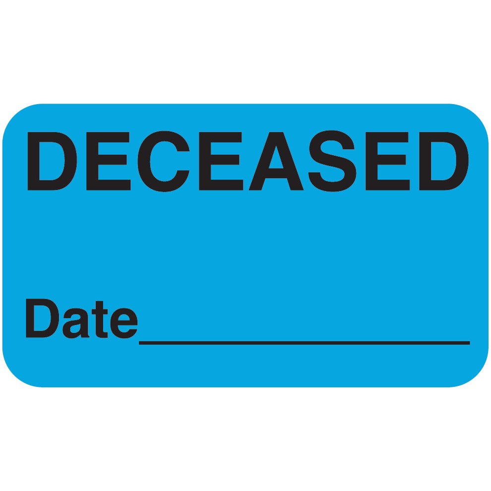 "Deceased" Label - Light Blue - 1-1/2" x 7/8" - 250/Box