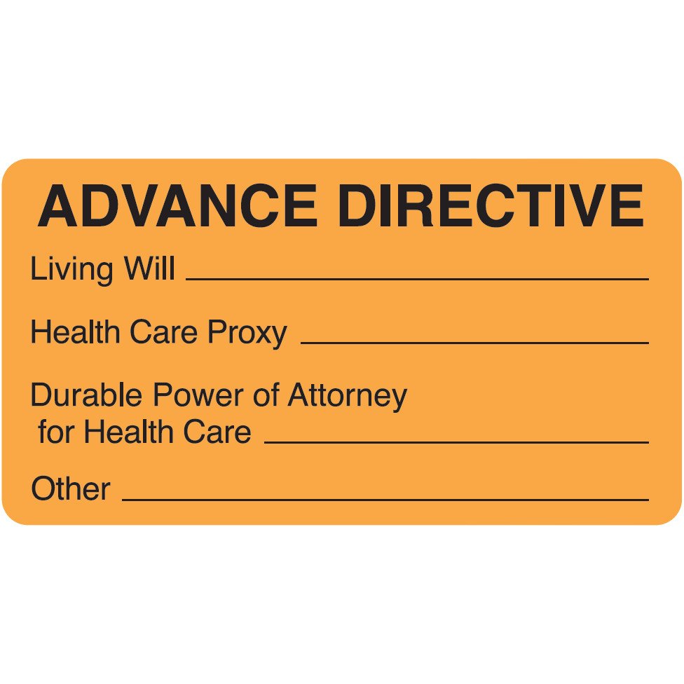 "Advance Directive" Label - Fl. Orange - 3-1/4" x 1-3/4" - 250 Labels/Box