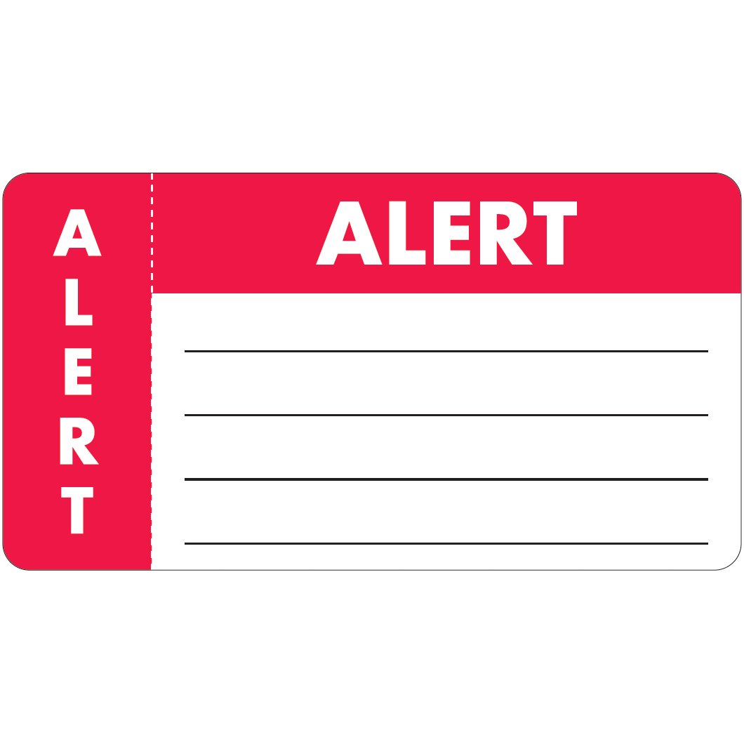"Alert" Label - White/Red - 3 1/4" x 1 3/4" - Box of 250